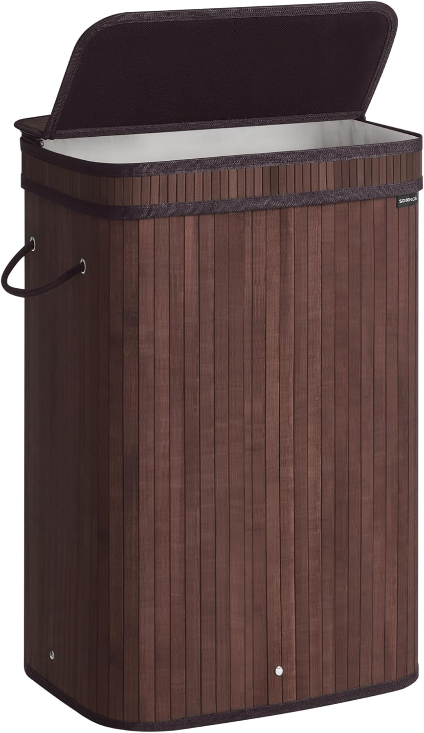 SONGMICS Laundry Hamper with Lid, Bamboo Laundry Basket, Removable Machine Wa... - Picture 2 of 13