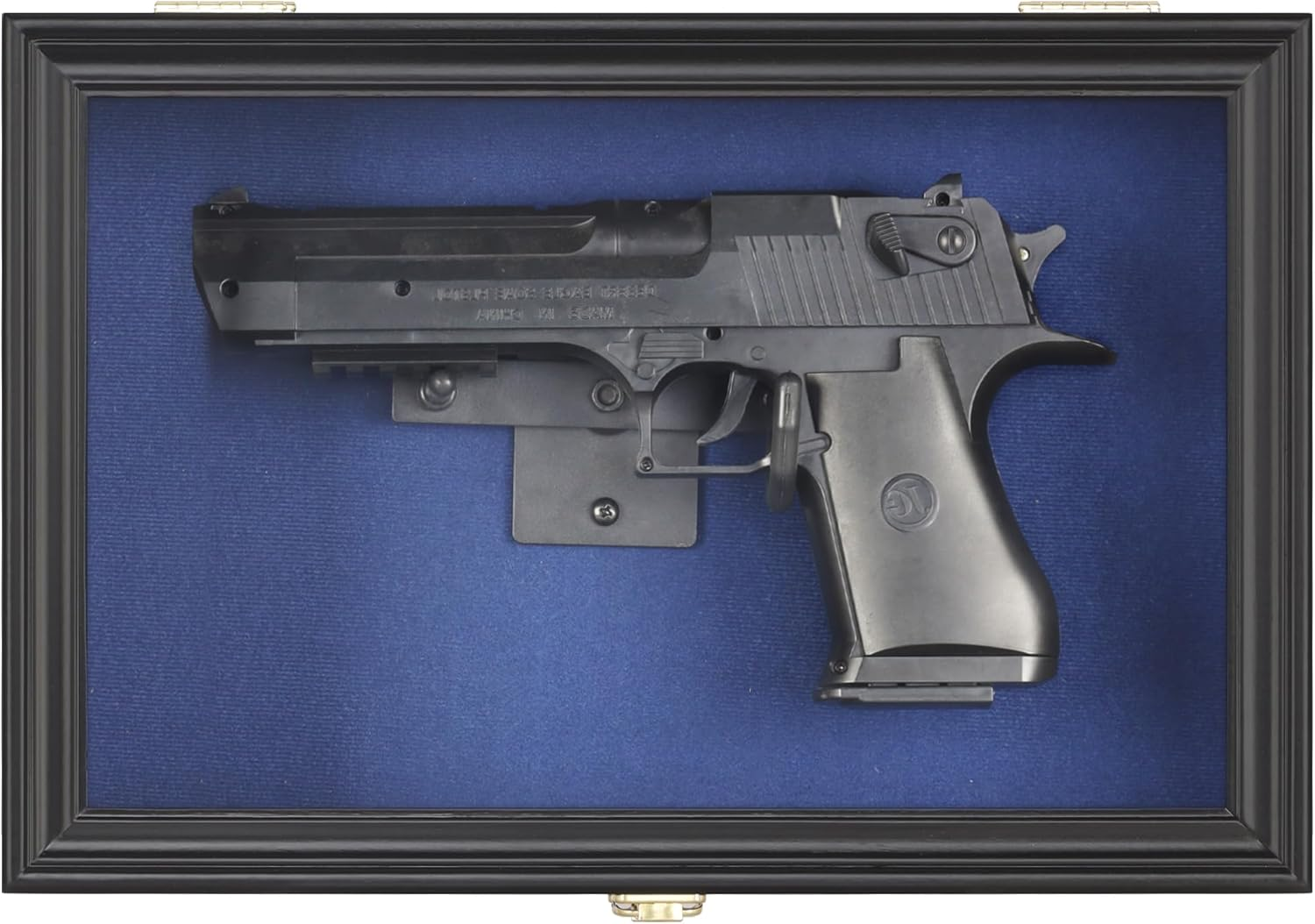 Single Handgun Pistol Revolver Gun Display Case Wall Mount Lockable Blue Felt Wood Cabinet Acrylic Door Gun Shadow Box Stand Rack Holder