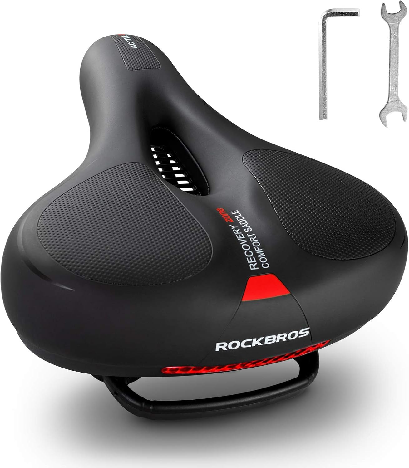 Comfortable Bike Seat Bicycle Saddle for Men Women Waterproof Wide Soft Bike Cushion Dual Shock Absorbing Bike Accessories Fit for Mountain Road Bike with Reflective Strip Reflective Strip