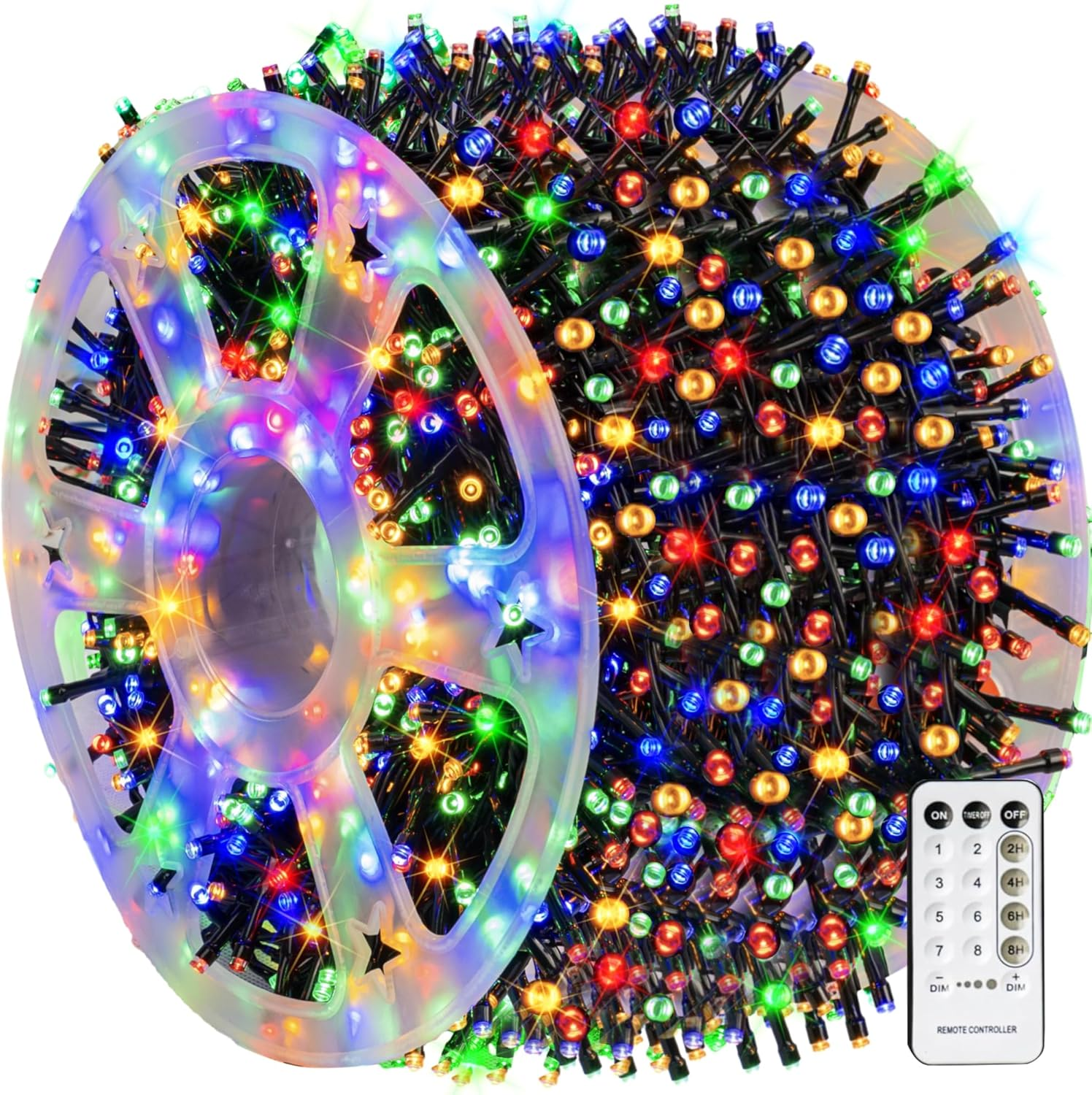 Outdoor Christmas String Lights, 1000 LED 328 FT Plug in Fairy Light with Remote Control 8 Modes & Timer, Waterproof Decoration for Home Garden Yard Xmas Wedding, Multi-Colored