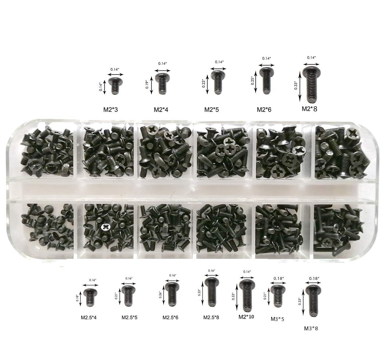 240Pcs 12 Sizes Laptop Screws Kit, Notebook Computer Replacement Screws Assortment Kit,M2 M2.5 M3, for Lenovo Toshiba Gateway Samsung HP IBM Dell Sony Acer Asus SSD Hard Disk SATA SSD M.2