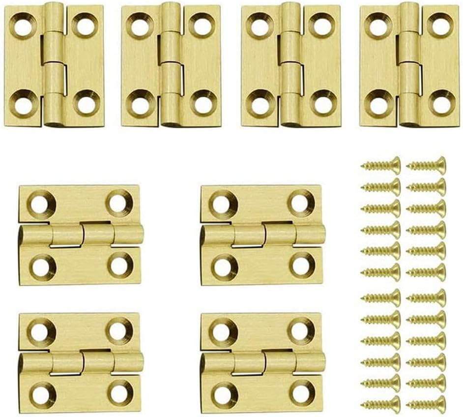 Mini Solid Brass Hinges Cabinet Drawer Butt Hinges for Jewelry Chest Wood Box,1/2/2.5Inch,8PCS(1Inch)
