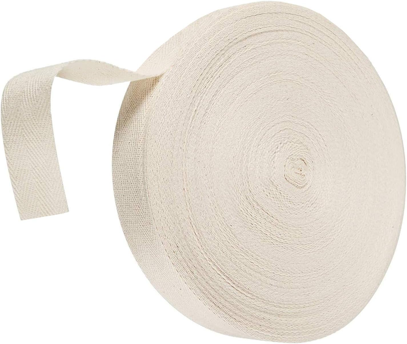 55 Yards Twill Tape Ribbon 1/2 Inch 100% Cotton Herringbone Webbing Tape Sewing Twill Ribbon for DIY Crafts Sewing, Natural