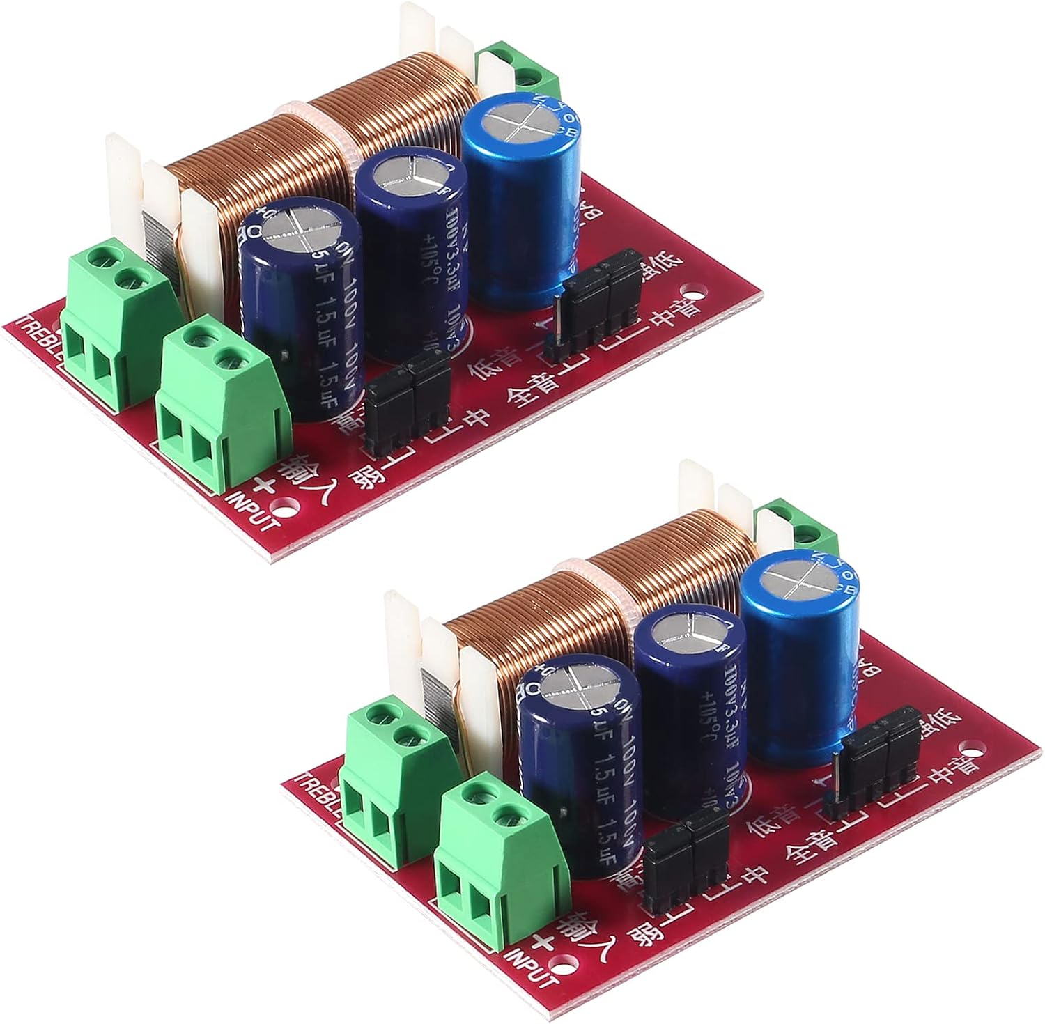 2Pcs 400W Adjustable Speaker Crossover 2 Way Treble/Bass 2 Unit Audio Frequency Divider Distributor Filters Updated Version