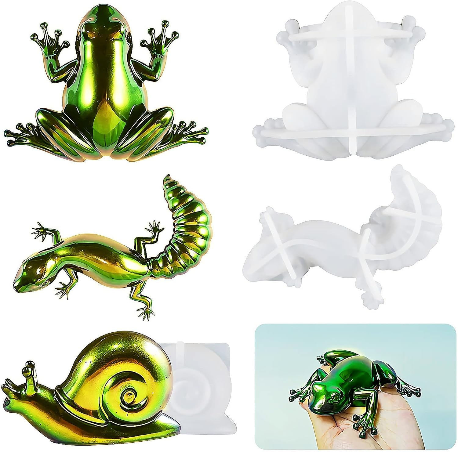 Animal Silicone Molds, 3Pcs 3D Cute Resin Molds with Realistic