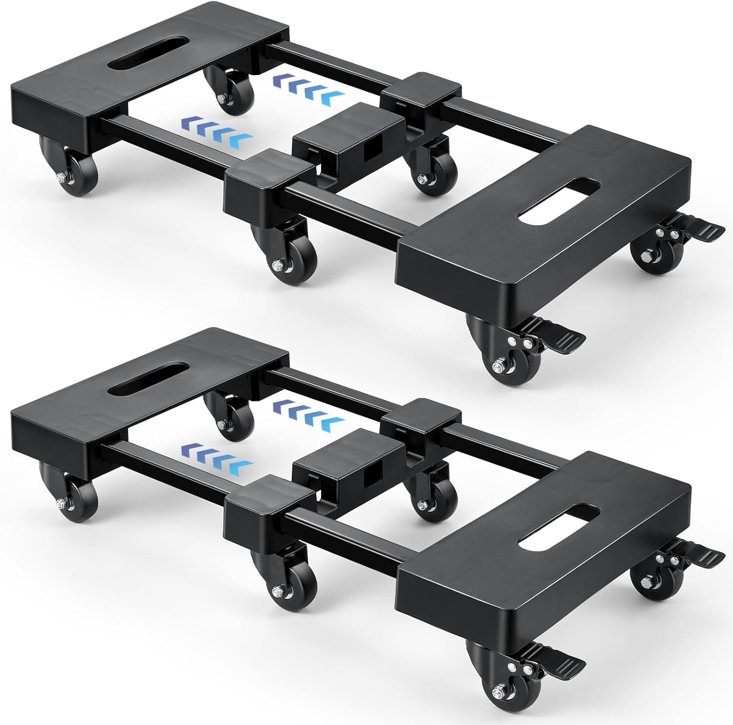 Furniture Dolly with 6 Swivel Casters, Expandable Moving Dolly, 24In-12In Furniture Movers with Wheels, Flat Dollies Brake Wheels, Max 1600LBS Capacity, 2 Pack