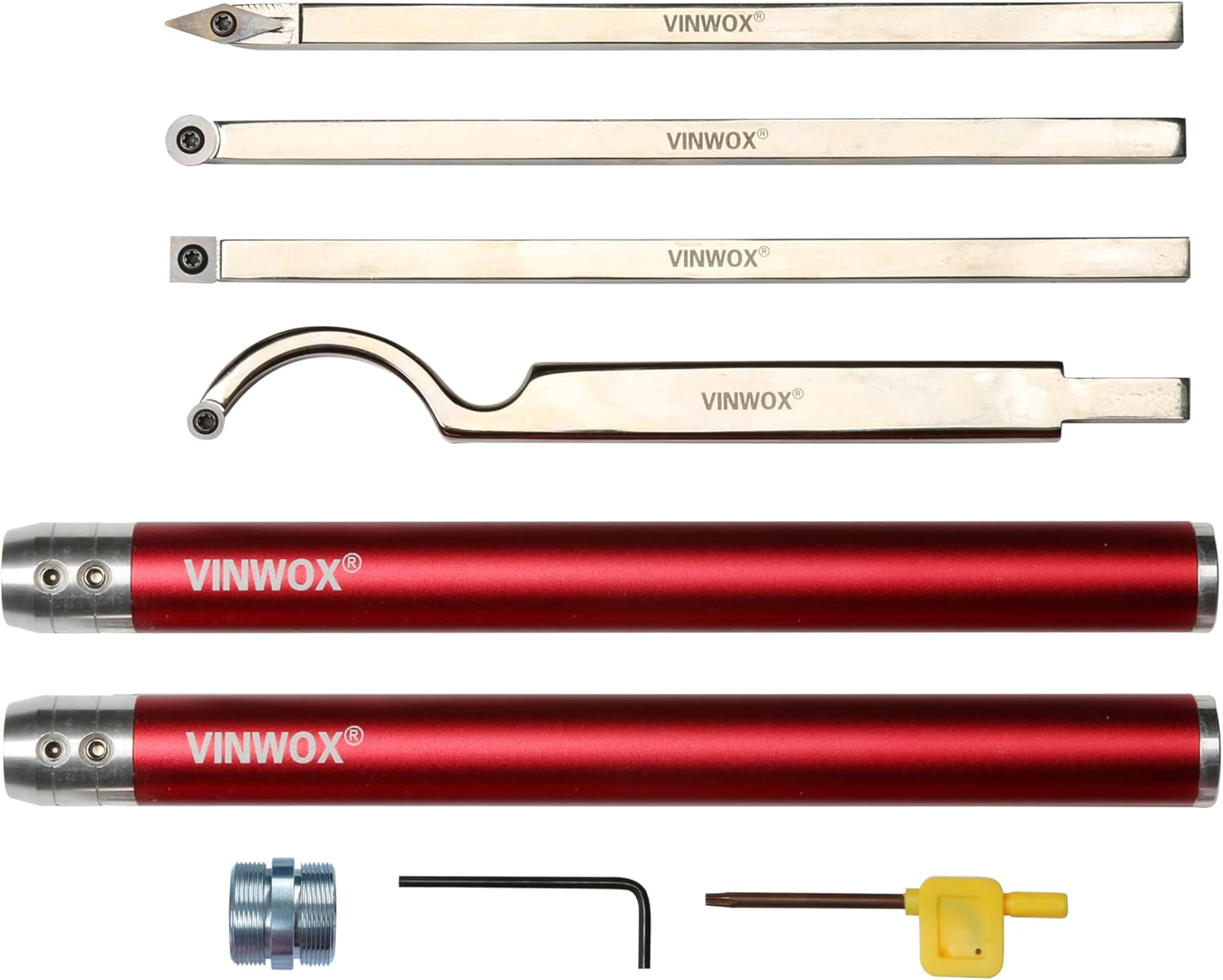 9 PCS Cemented Carbide Wood Lathe Turning Tool Set, Including Swan Neck Hollower, Rougher, Finisher, Detailer, Pen Turning Tools, Aluminum Alloy Handles from 14