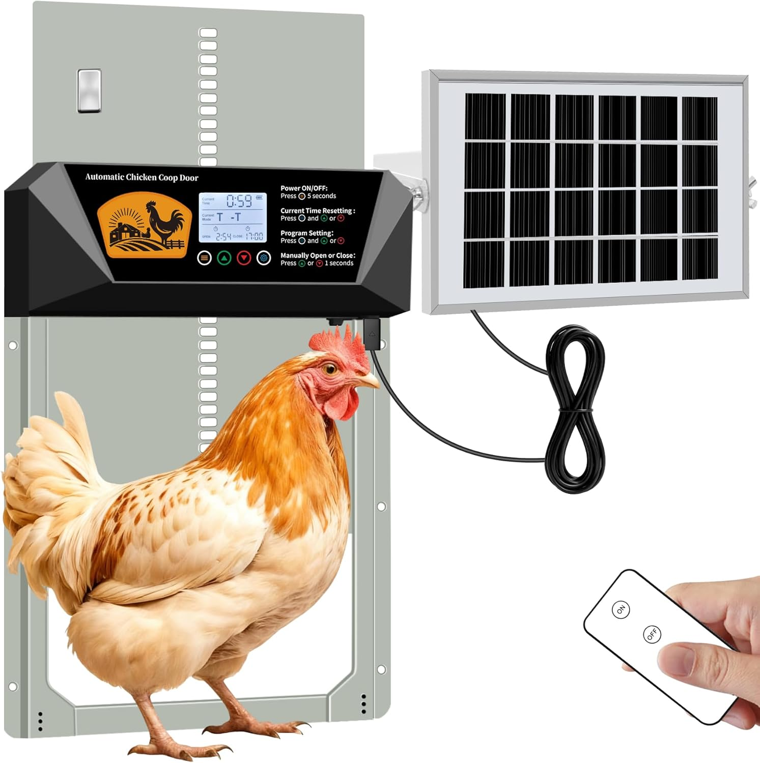 Automatic Chicken Coop Door - Solar Powered, Extra Large 16
