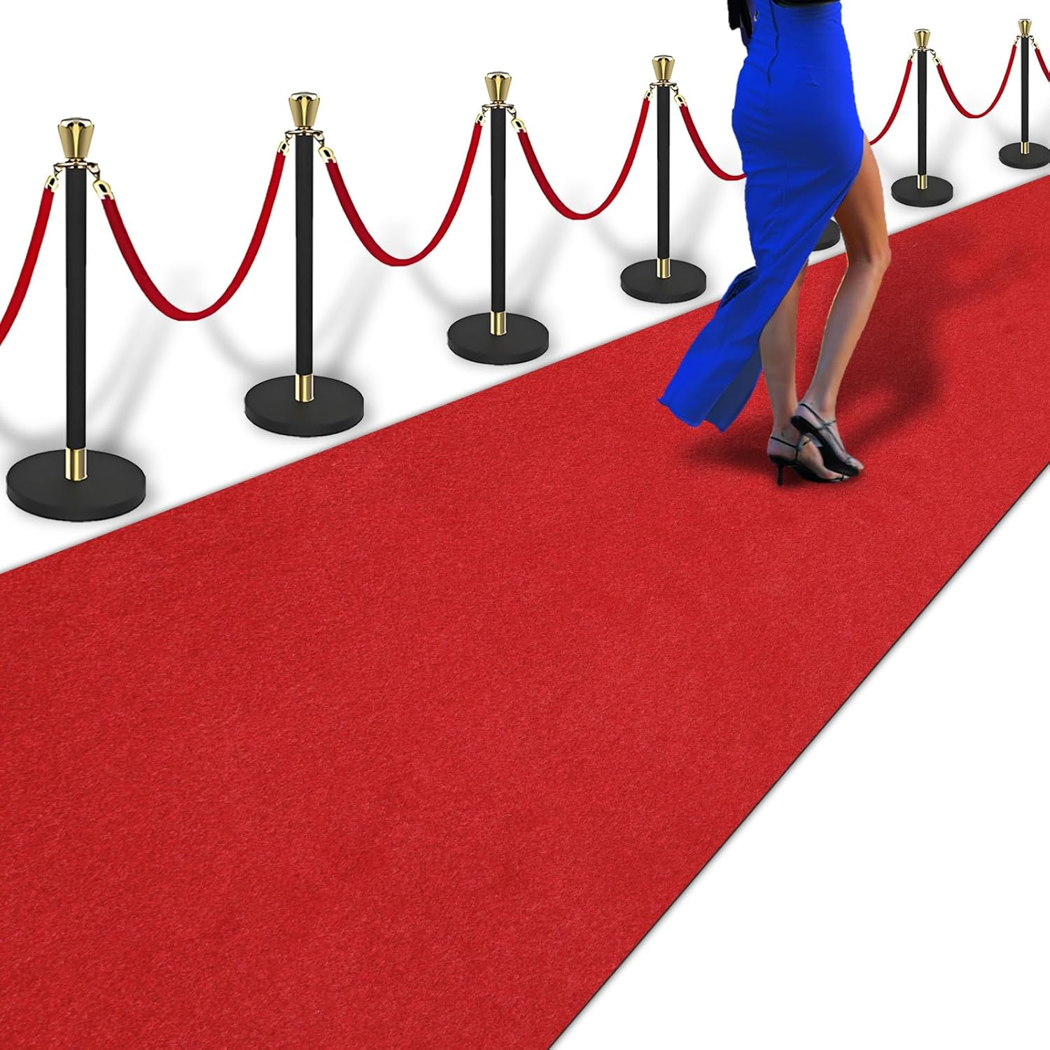 4Ft X 10Ft Extra Thick Red Carpet Runner for Party, Non-Slip TPR Rubber Backed Red Rug, Wedding and Events Decorations, Reusable