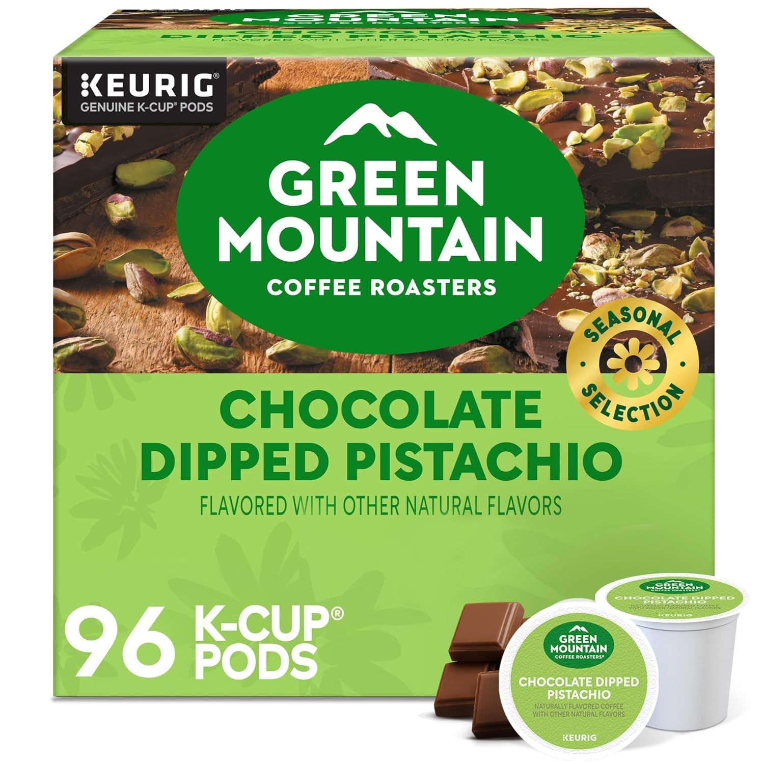 Green Mountain Chocolate Dipped Pistachio Coffee K-Cup Pods, 96 Count