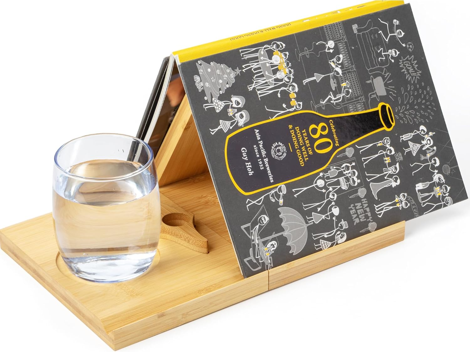 Bamboo Triangle Book Rest - Foldable Desk Stand, Book Nook Reading Valet, Gift for Readers with Free Page Holder, No Assembly Required (Natural)