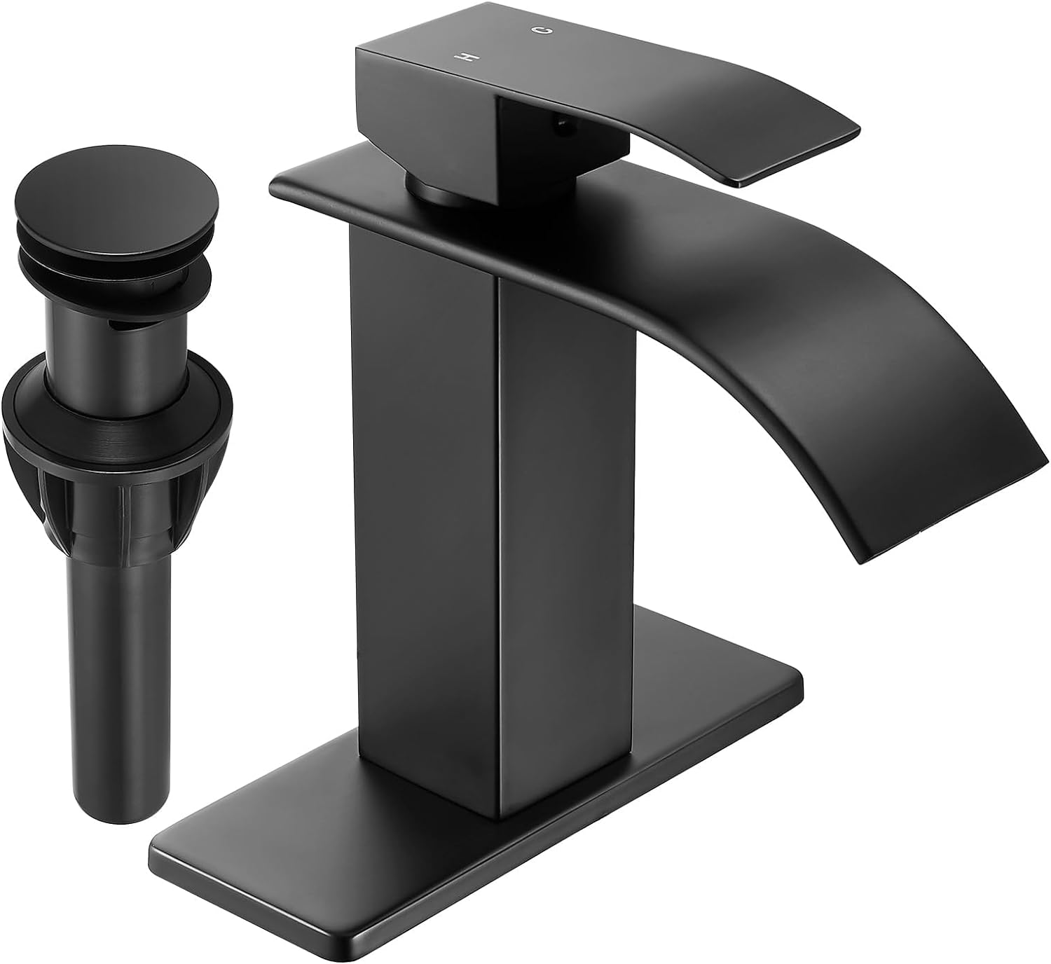 Grifo de baño cascada negro para lavabo de una sola manija con 1 o 3 orificios