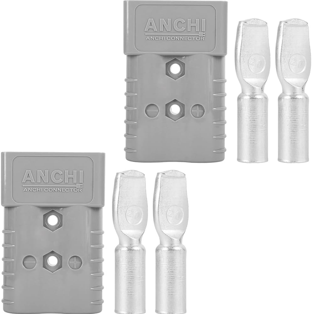 350A Forklift Battery Connector 2/0 AWG Gray 350A 600V Plug, Jumper Cable Plug Connect/Disconnect for Recovery Winch, Towing Systems (2PCS 350A Gray)