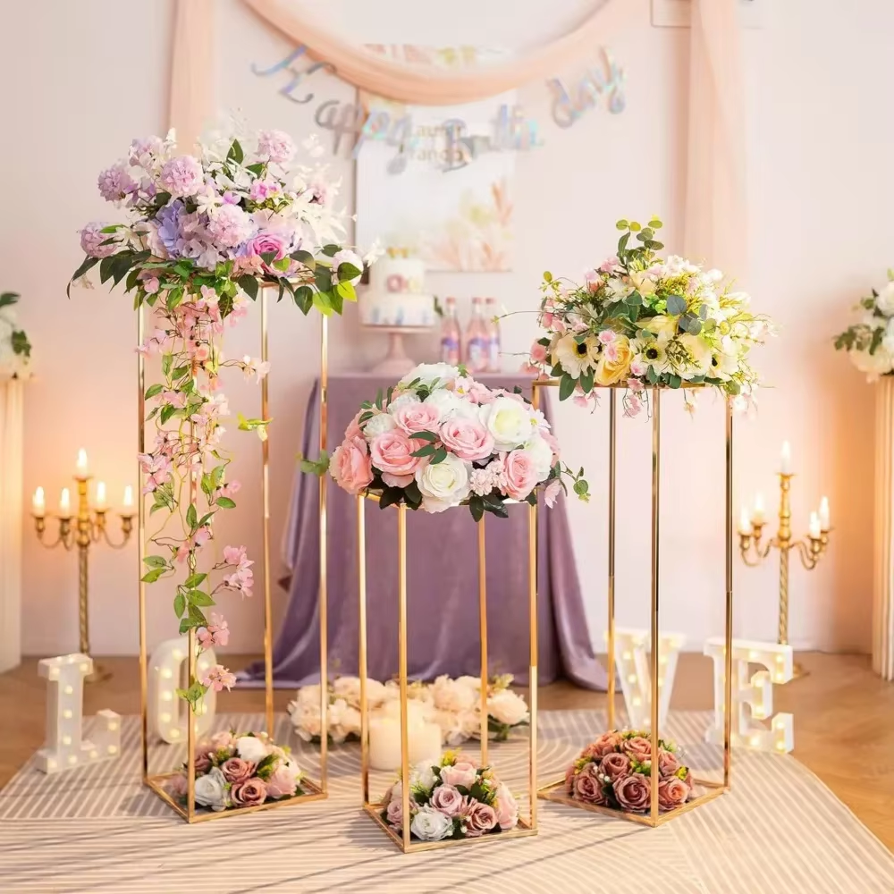 1 Set Metal Golden Rectangular Frame Backdrop Wedding Rack Arch for Birthday Party Backdrop Wedding DLY Decor Height 40/60/80Cm