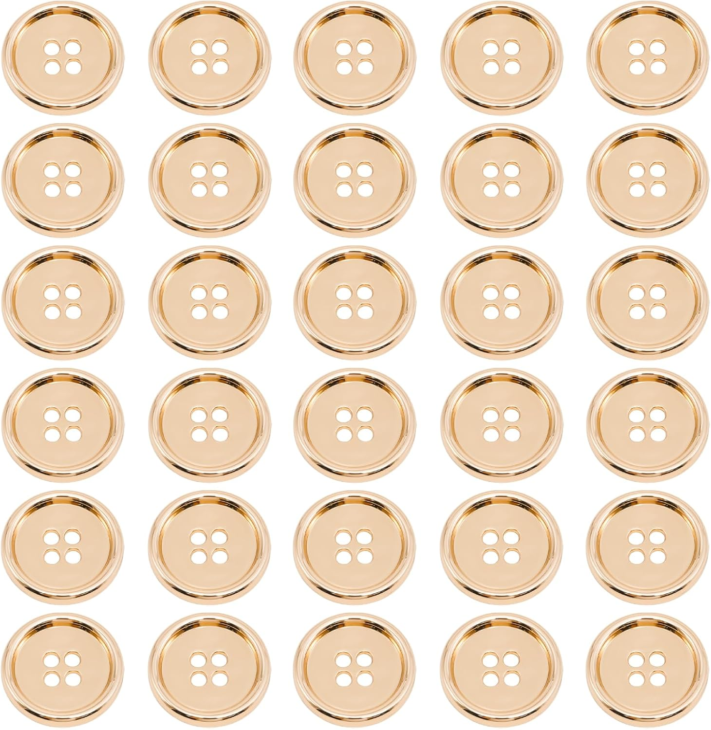 30Pcs Metal Sewing Buttons, 20Mm 4-Hole Button, 3/4