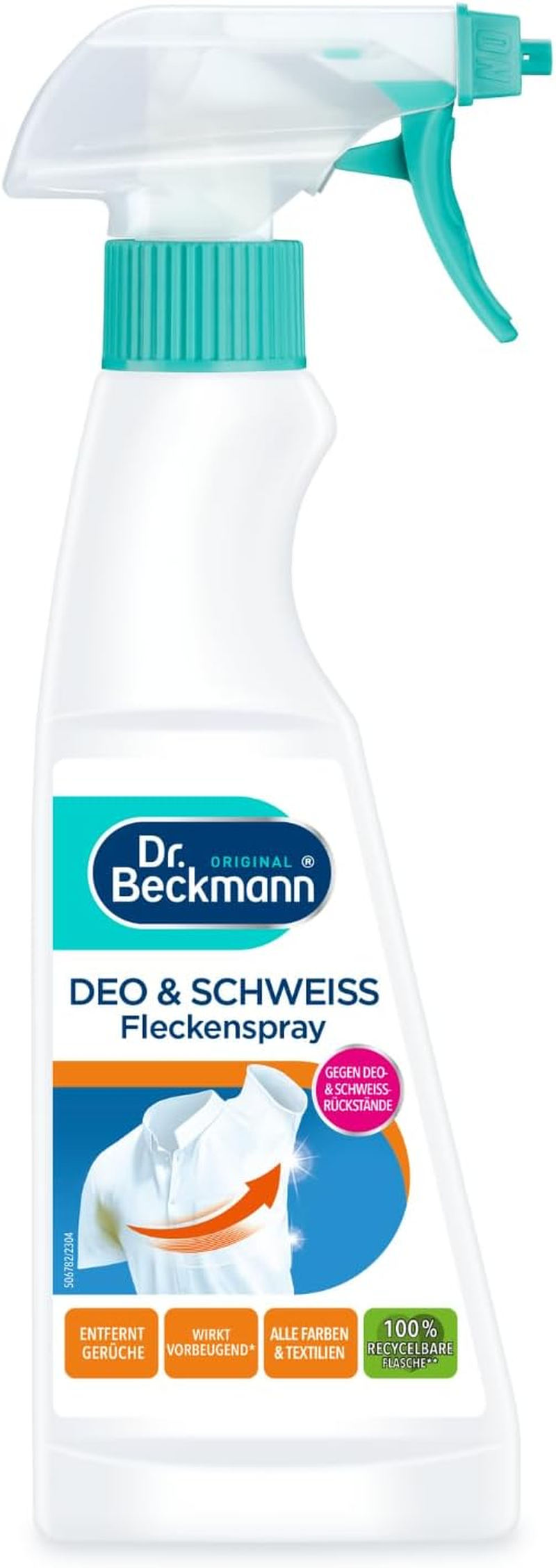 Dr. Beckmann Fleckenspray Deo & Schweiß | Spezialfleckentferner Gegen Deo- Und Schweißflecken | 250 Ml