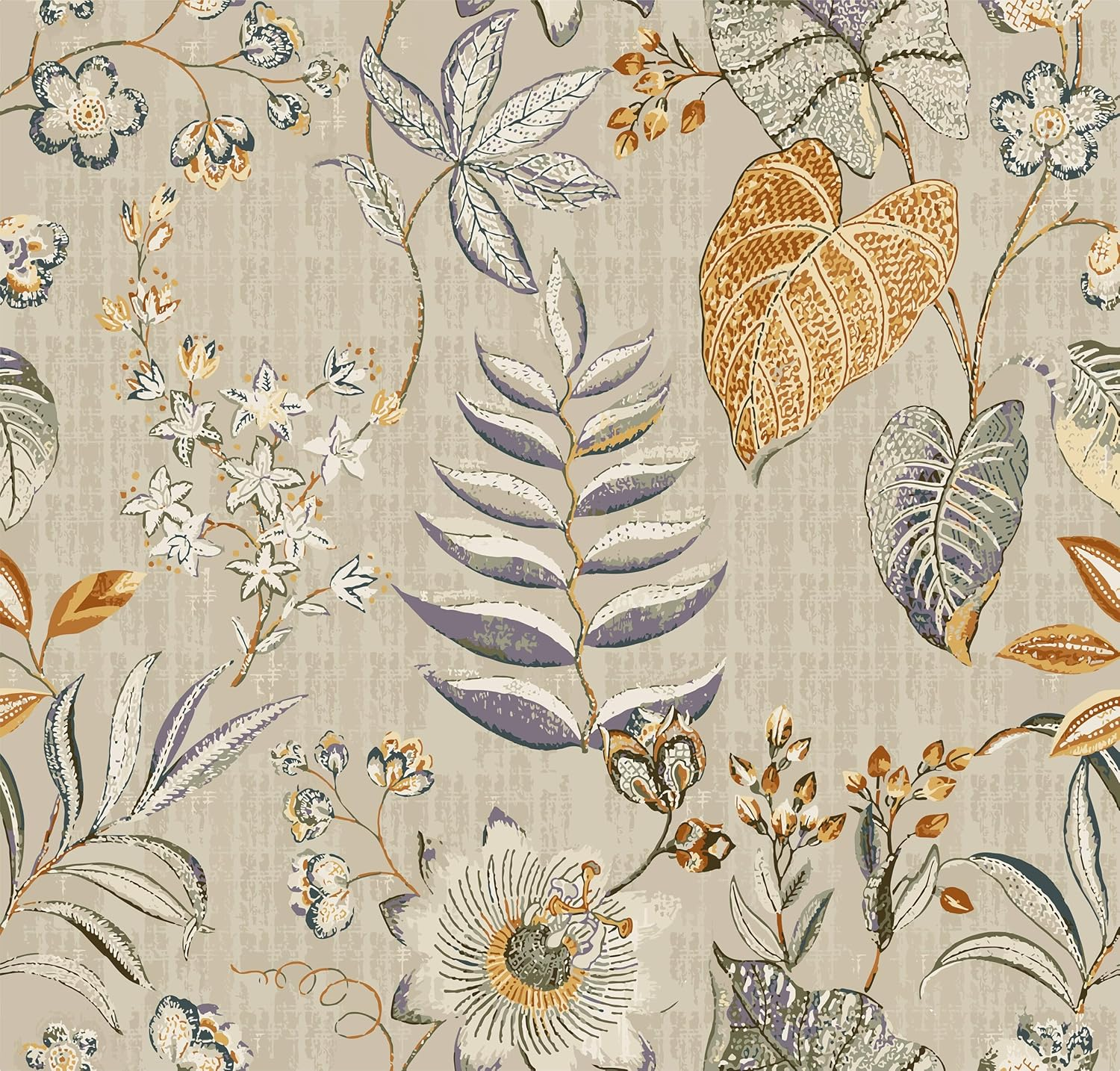 Vintage Floral Peel and Stick Wallpaper, 17.71In X 118.1In Self Adhesive Removable Wallpaper White and Brown Flowers Contact Paper Waterproof Decorative Vinyl Wallpaper for Bedroom Living Room