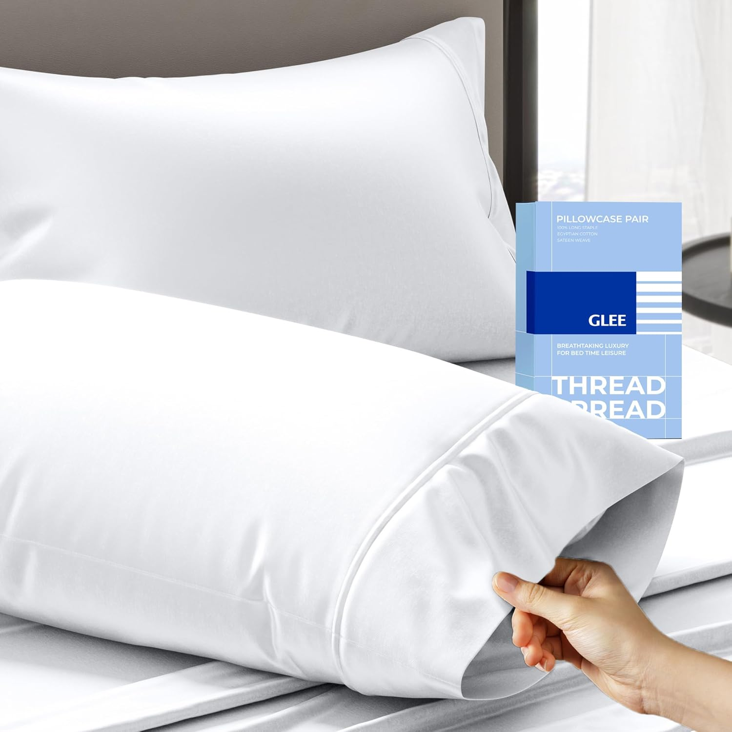 Luxury 400 TC 100% Cotton King Pillowcase Set of 2 - White