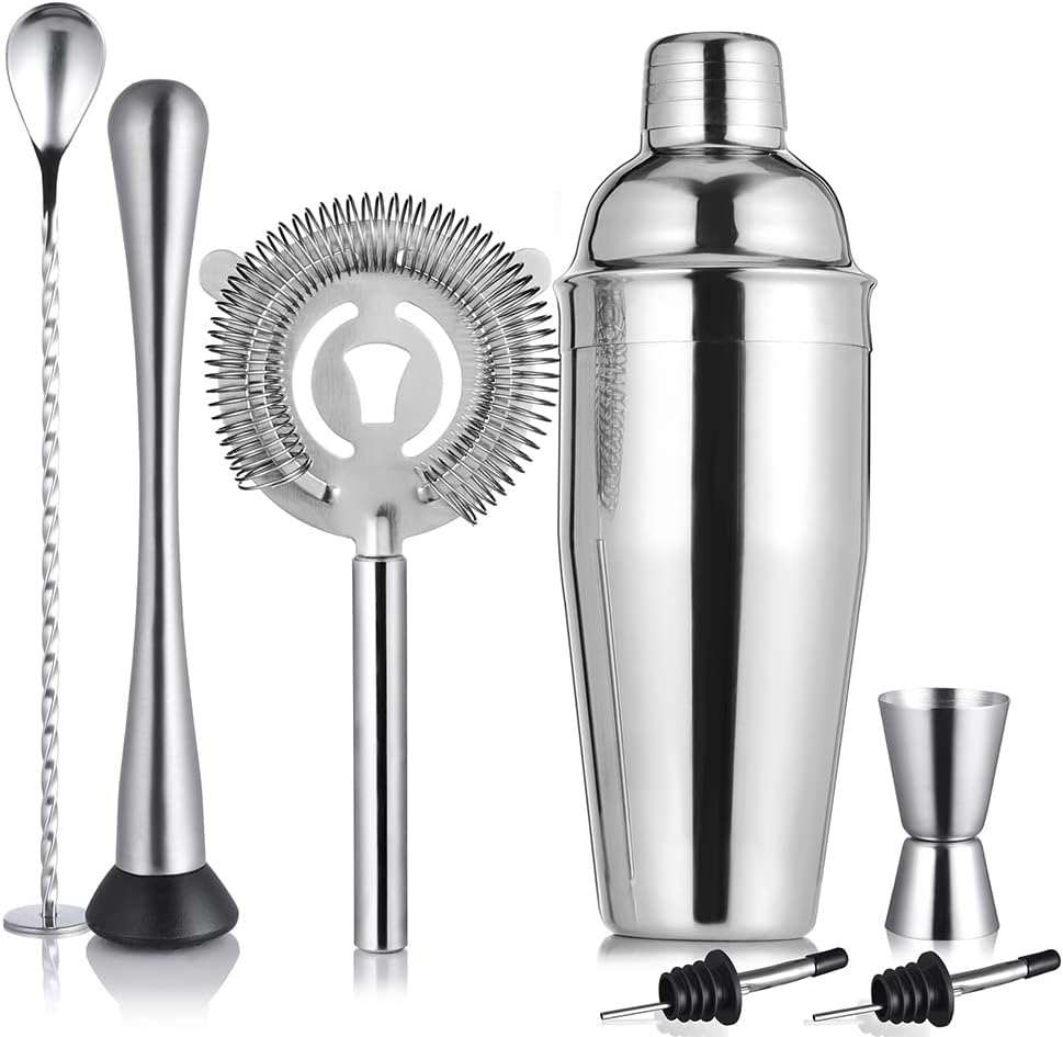 Cocktail Shaker Set Stainless Steel Bar Bartender Kit Mixology Drink Mixer 24Oz