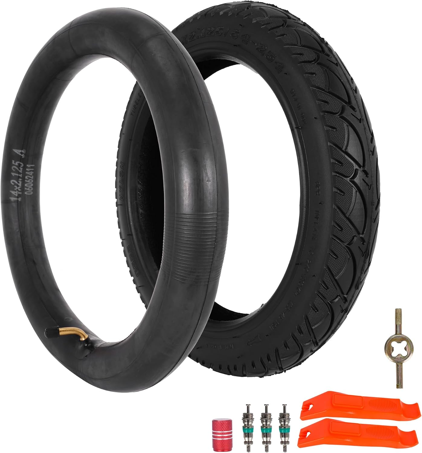 14X2.125 54-254 E-Bike Tire and Tube Set for E-Scooter, Kids Bike- 1 Pack