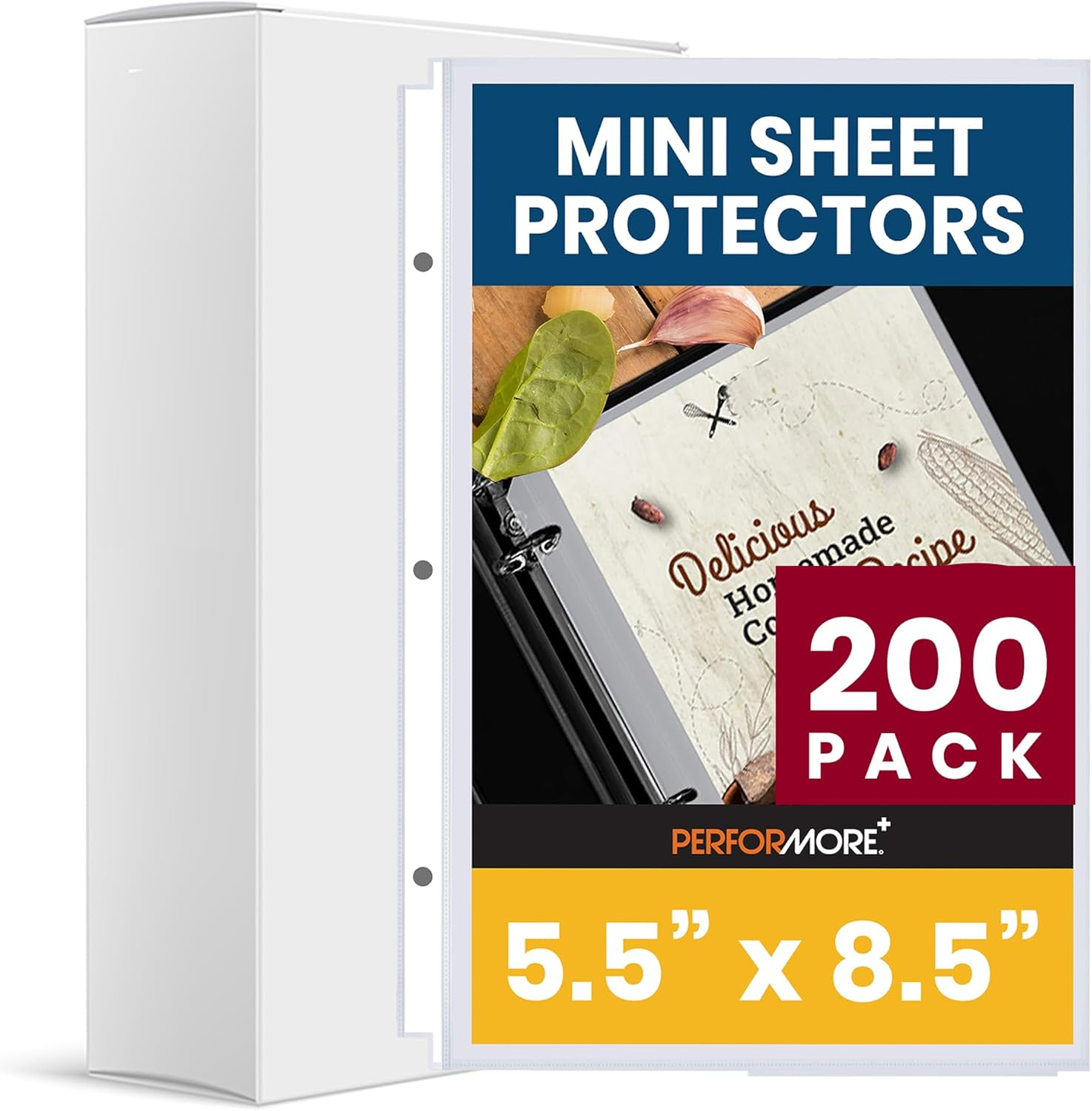 Heavyweight Clear Mini Sheet Protectors Holds 5.5 X 8.5 Inches Sheets, Fits a 3-Ring Binder, Crystal Clear, Acid-Free, Archival Safe with Reinforced Holes, Top Loading (200 Pack)