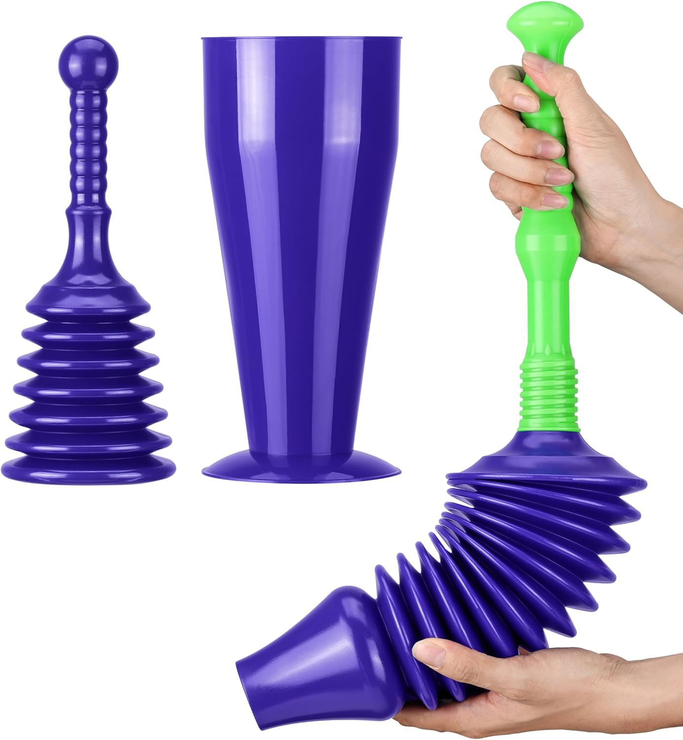 Toilet & Sink Plunger Set - Blue