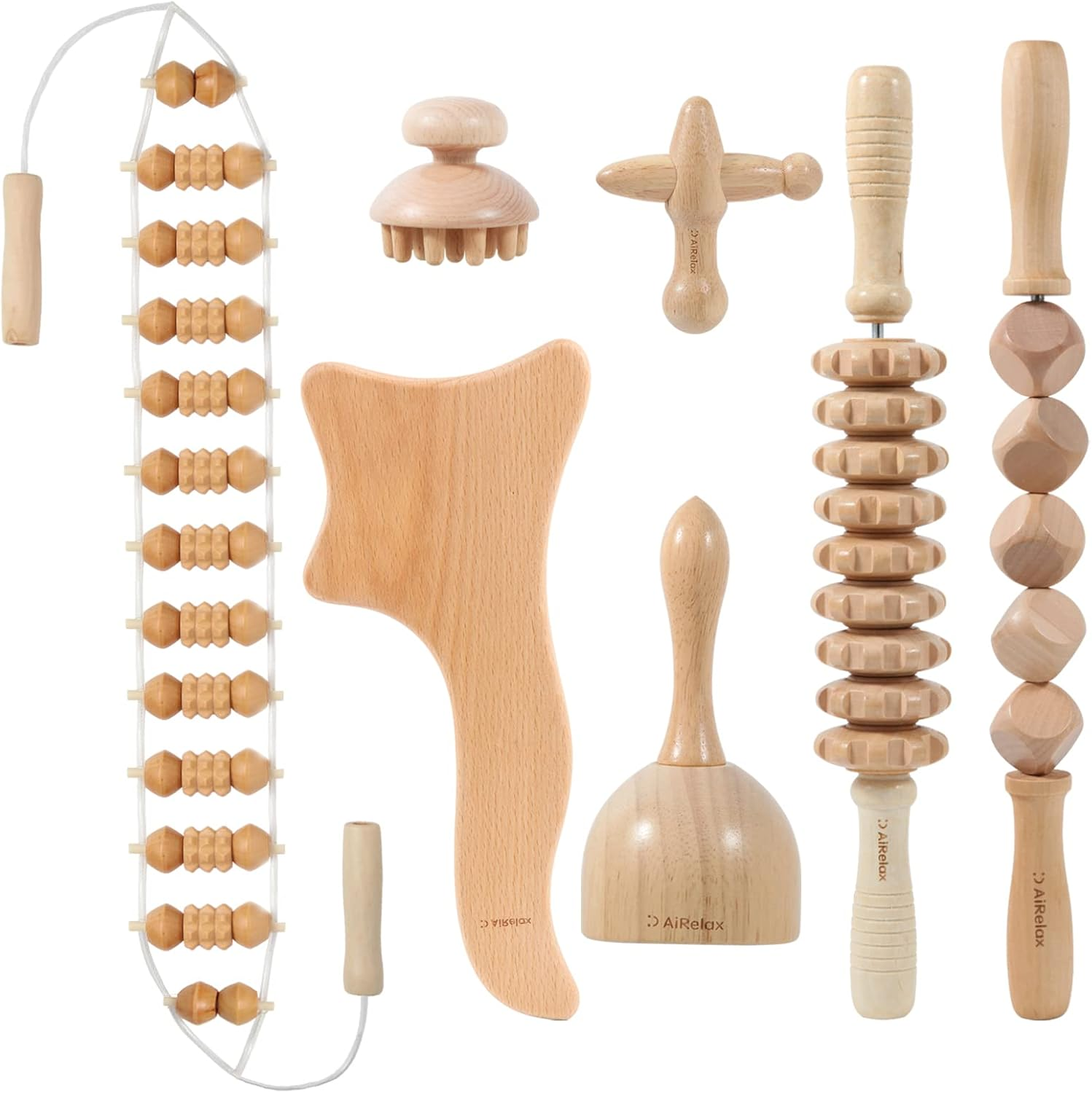 7 Pack Wood Therapy Massage Tools Body Shaping Set Cellulite Maderoterapia Kit