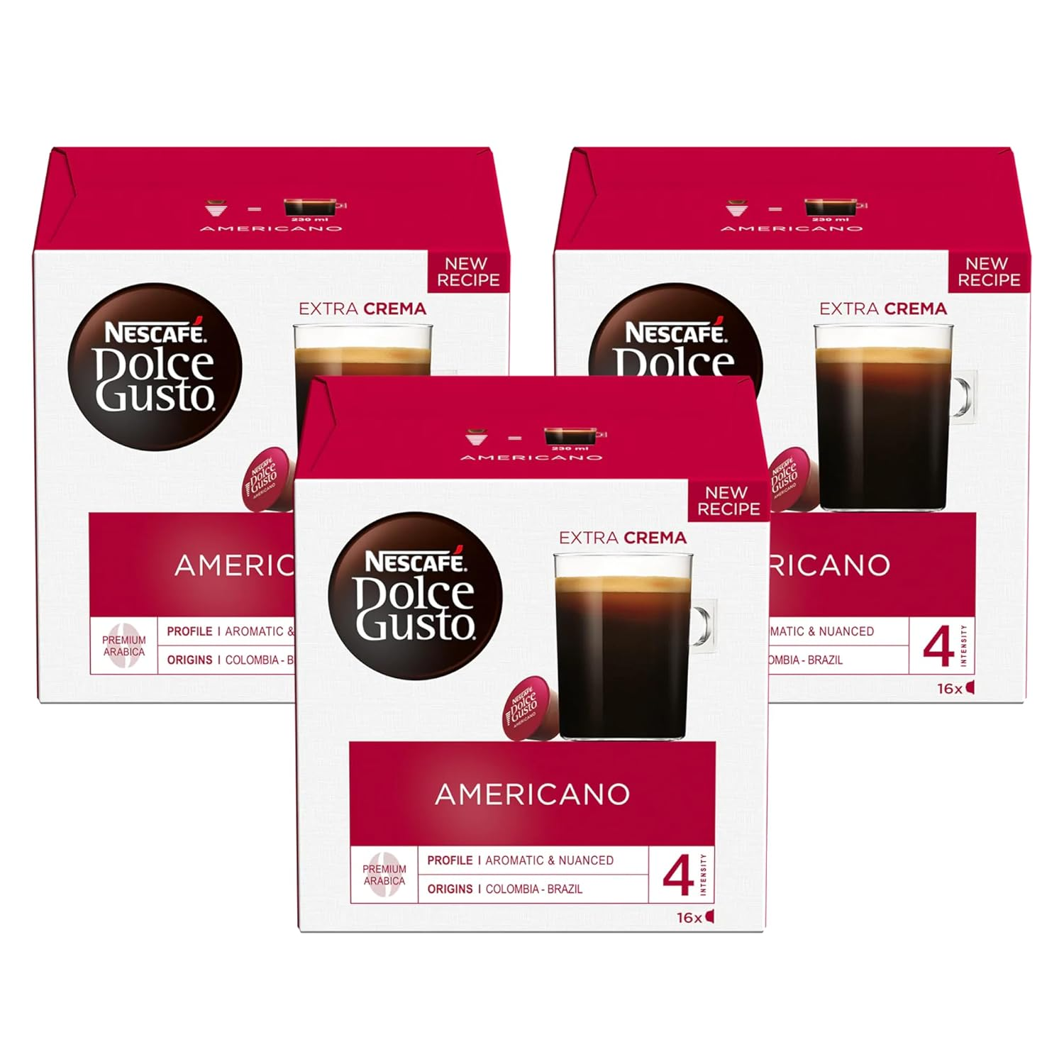 Nescafe Dolce Gusto Coffee Pods, Americano, 16 Capsules, Pack of 3