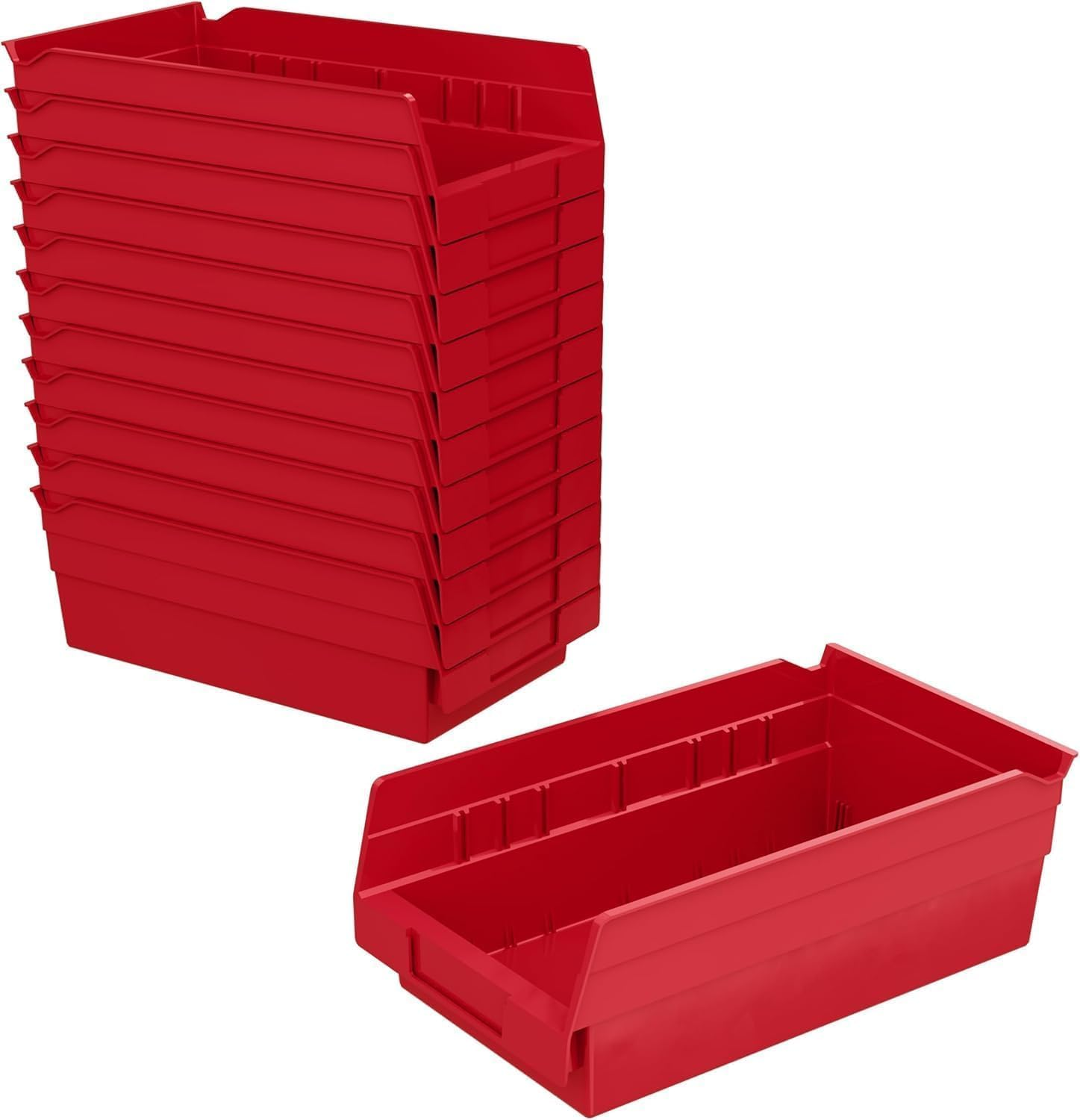 30130 Plastic Shelf Bins, Heavy Duty Storage Bins for Garage, Closet, and Drawer Organization, 12