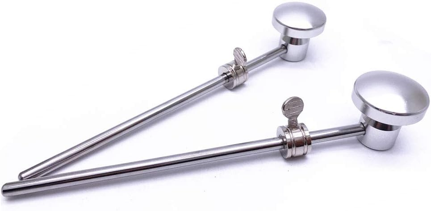 2 Pieces Bass Drum Pedal Beater Aluminum Alloy Hammer Head Percussion Instrument Accessory Part Silver 2