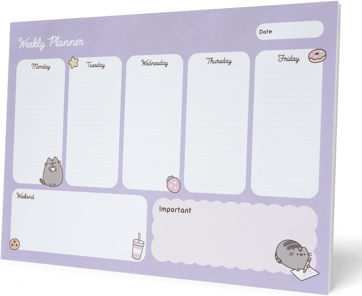 To Do List Notepad Pusheen Calendar A4 | Daily, Weekly Planner | ADHD Planner Pad | 54 Tear-Off Sheets 90 Gsm | Pusheen Stationery | Improve Productivity | Task Planner
