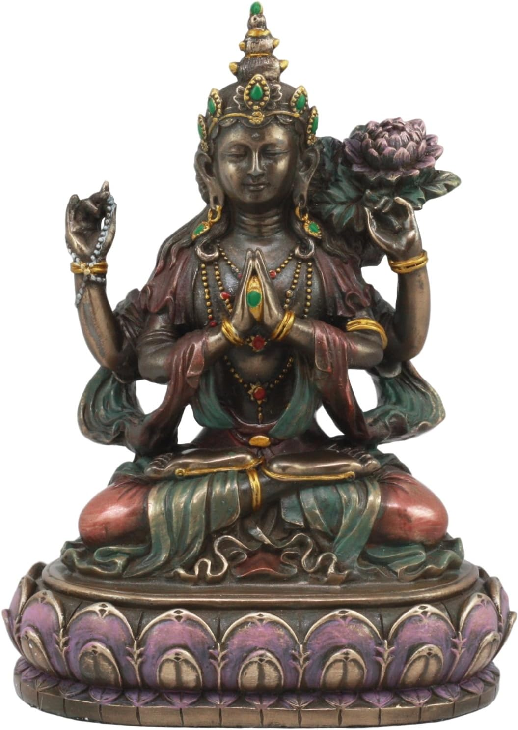 Ebros Avalokiteśvara Kuan Yin Seated on Lotus Throne Statue 6