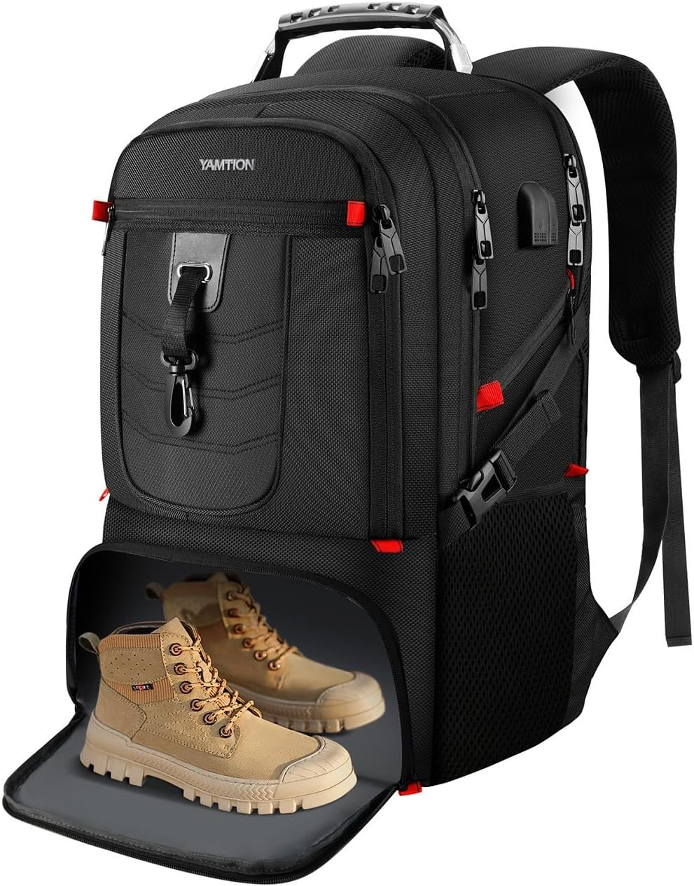 Travel Business Laptop Backpack for 18.4in PC with Shoe Compartment USB Charging Port,Sport Gym Bag for College Hiking Camping,Waterproof Bookbag School Backpack for Men Women Boys