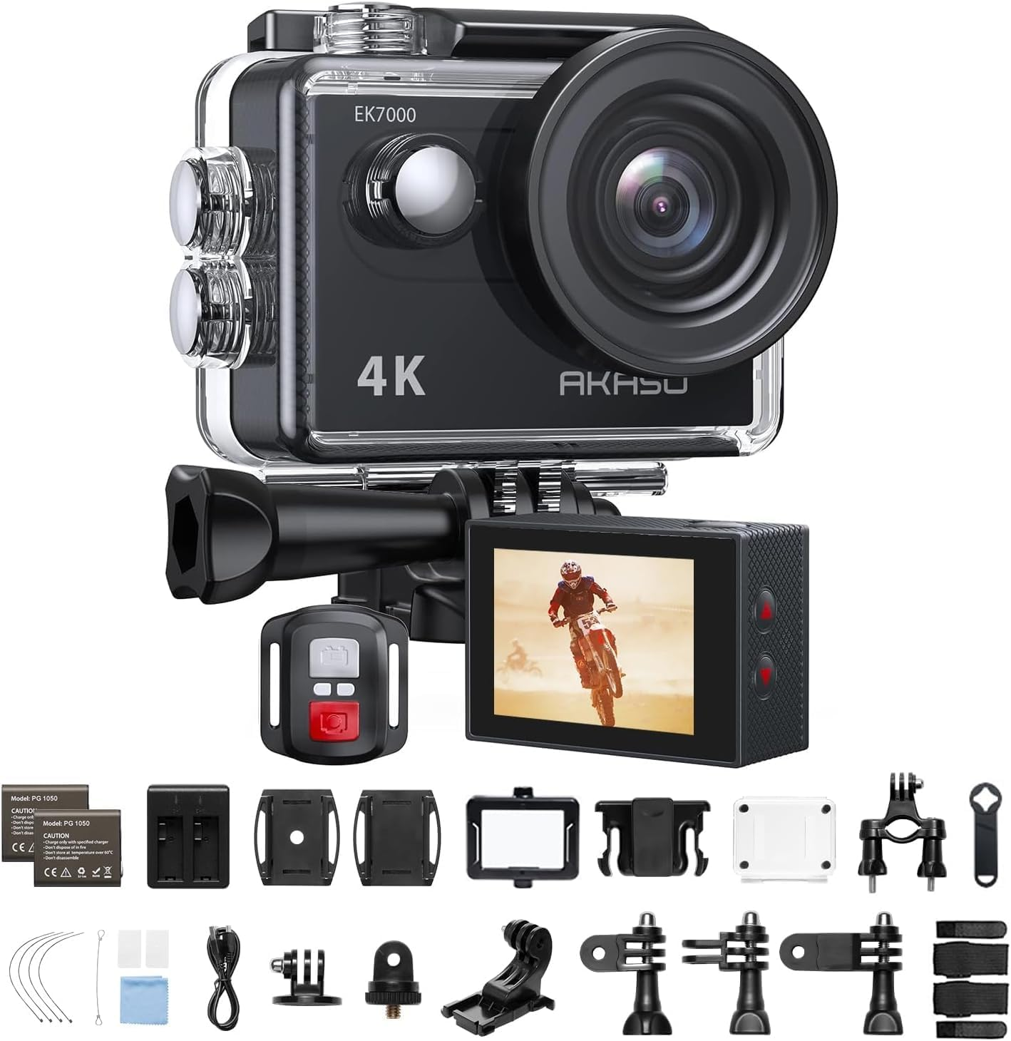 AKASO EK7000 Action Camera 4K 20MP Sport Camera Waterproof DV Camcorder 98ft Ultra HD 170 Degree Wide Angle Remote Control WiFi Mini Camera Adventure Camera Dash Cam
