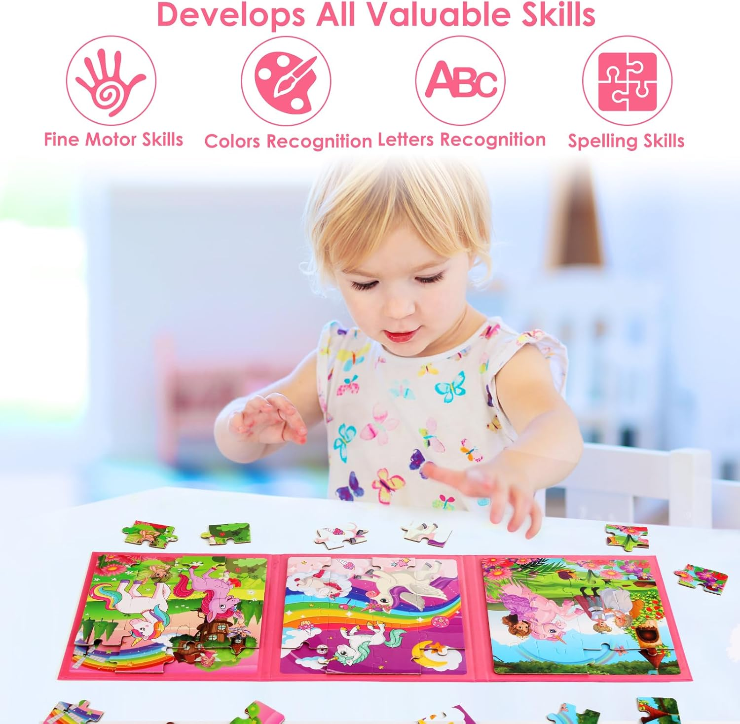 Magnetic Puzzles for Kids Ages 4-6, 20-Piece Toddler Travel Toys Unicorn Prin... - Picture 8 of 16