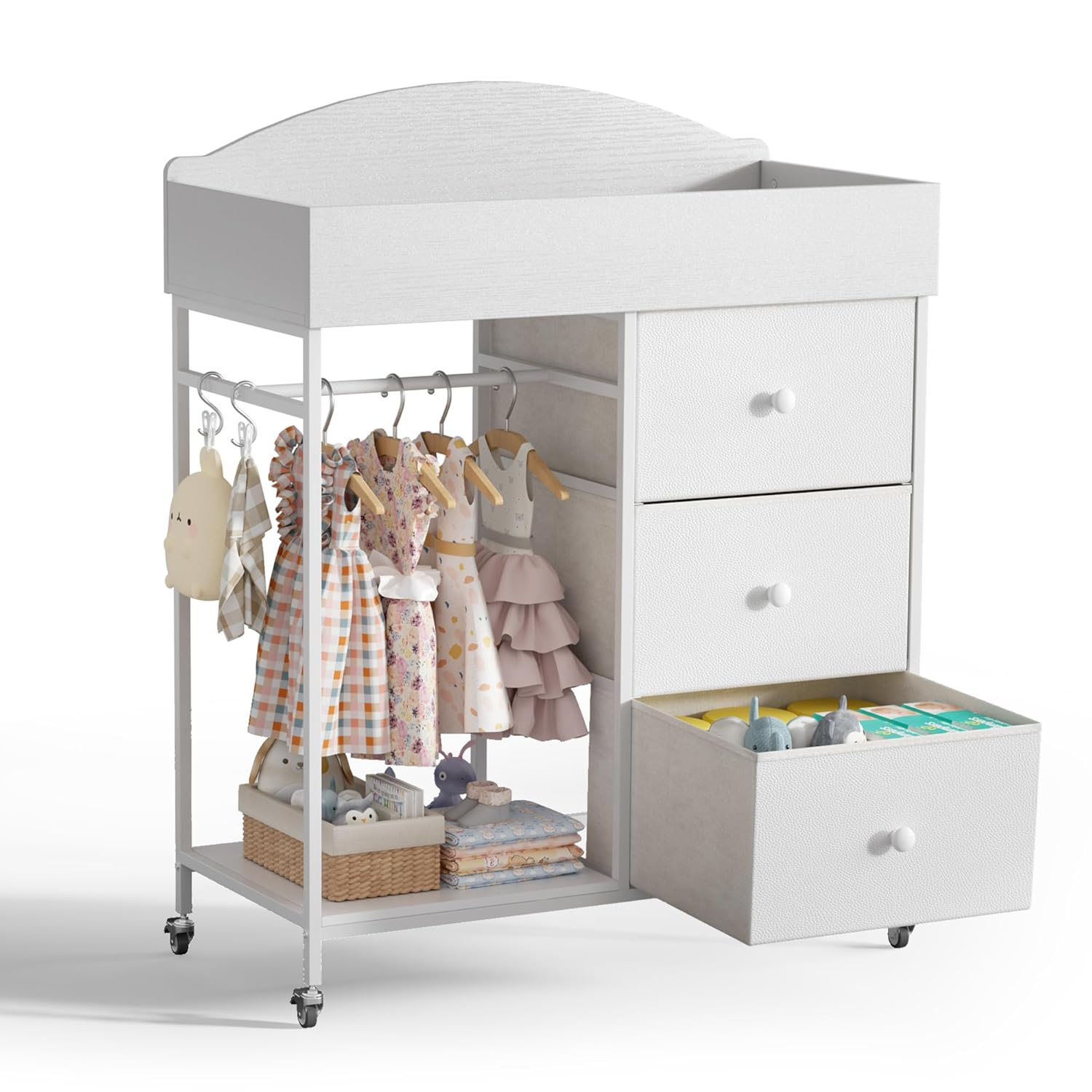 long changing table dresser Amish Modelli Seven Drawer Changing Dresser