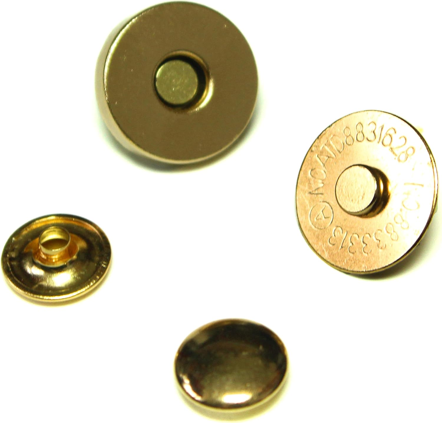 Magnetic Snaps Purse Double Rivet Closures round Clasp Stud Button (Light Gold 10 Sets)
