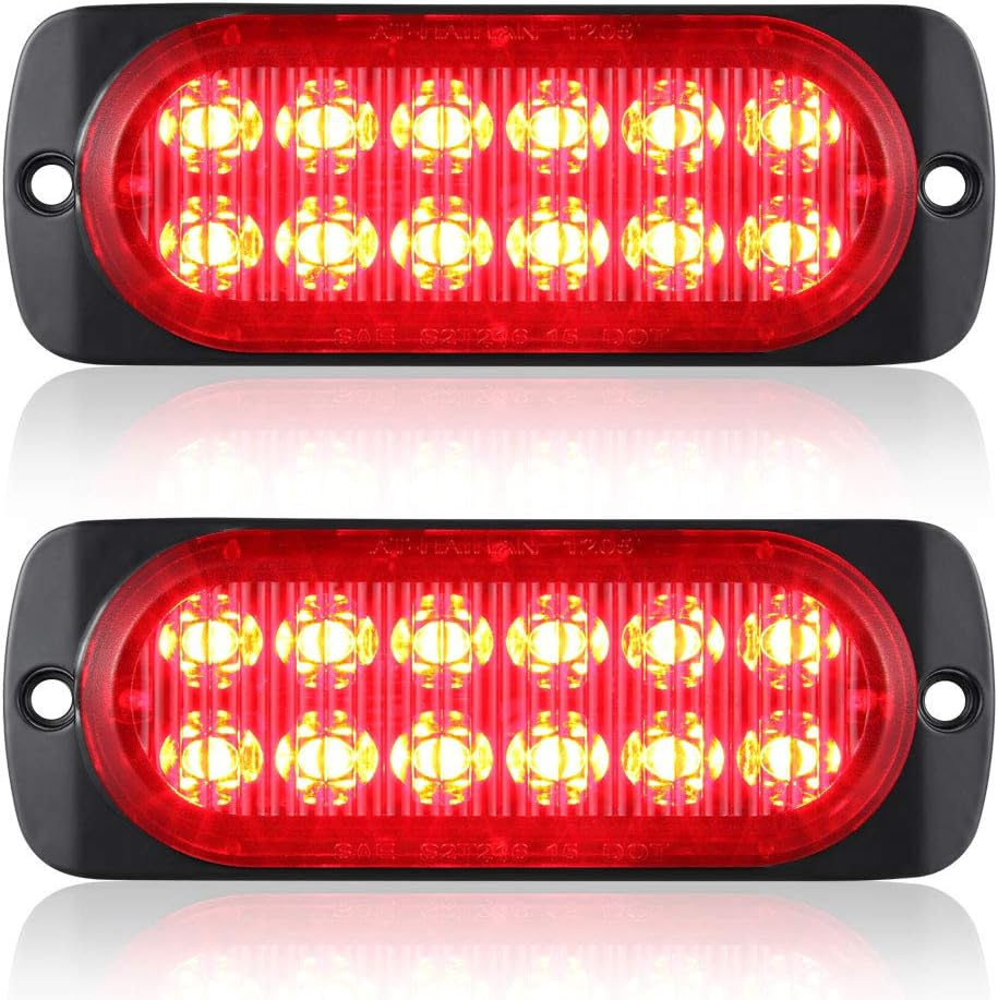 Pack of 2 Aluminum Housing Red LED Trailer Stop Brake Turn Tail Lights Dot