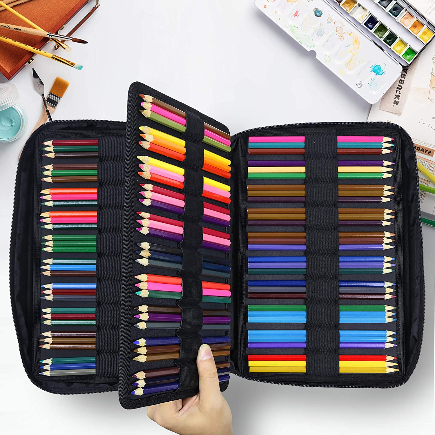 300 Slots Pencil Case Colored Pencil Case Organizer with Handy Wrap & Zipper,... - Picture 6 of 21