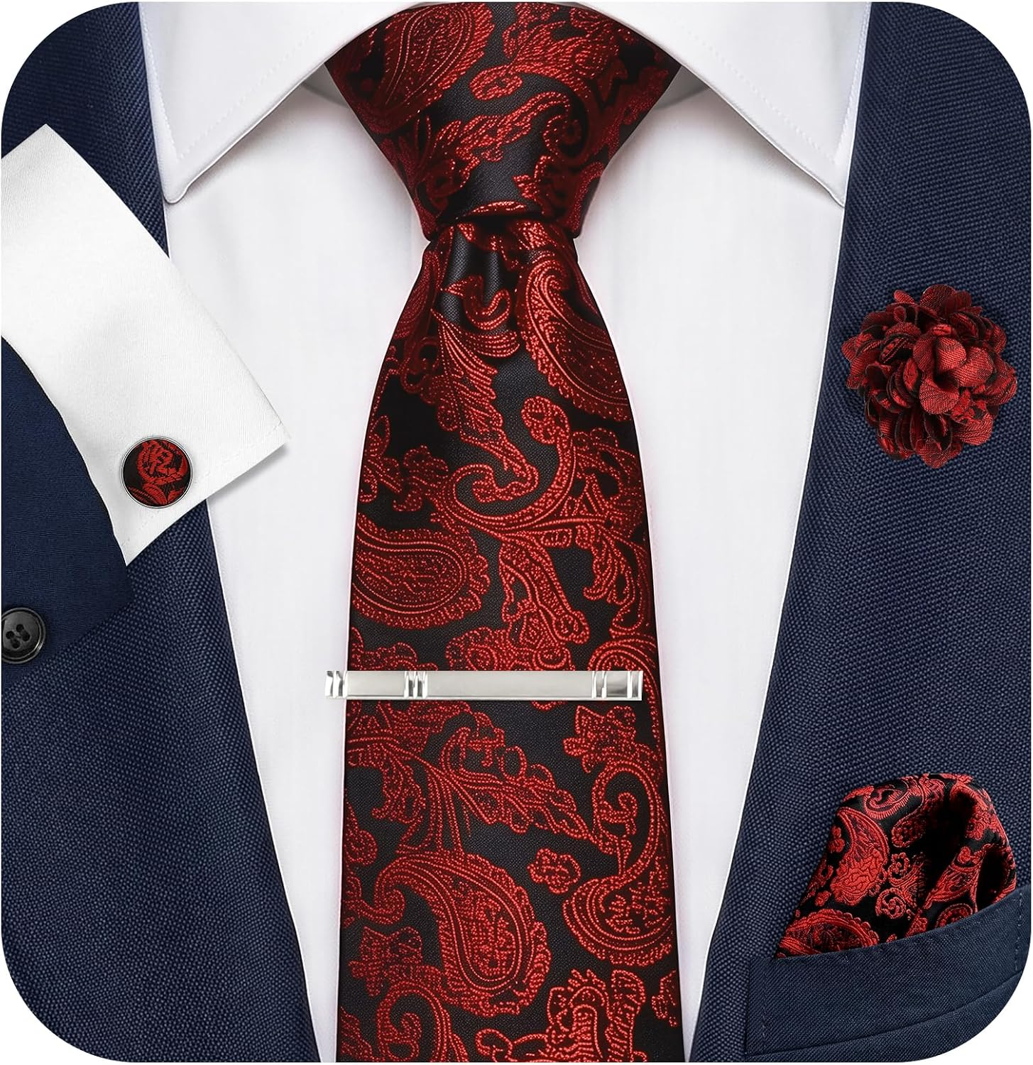 Paisley Fliege Herren Mit Einstecktuch Set, Champagnerfarbene Fliege Mit Manschettenknöpfe Für Herren, Vorgebundene Schleife Mit Paisley Muster Passend Zu Anzug, Hochzeit Und Business Anlässen