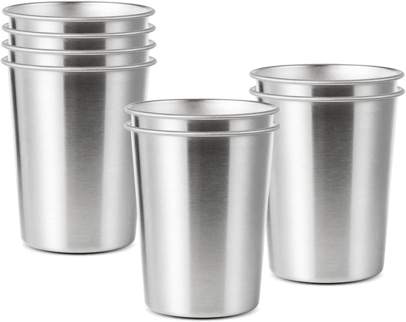 8 Pack 6 Oz Stainless Steel Cups for Kids, BPA Free Healthy Metal Shatterproof Stackable Pint Drinking Cups