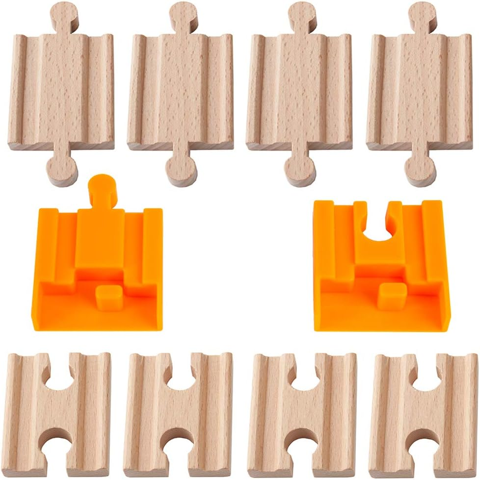 Orbrium® Toys 8 Pcs Wooden Train Track Male-Male Female-Female Adapter Pack Fits Thomas Brio Chuggington Set