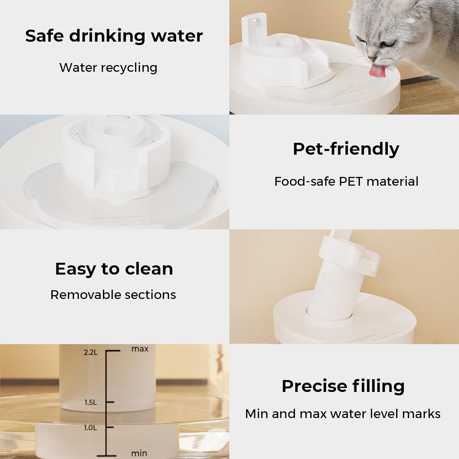 PaWz Smart Pet Water Fountain 2.2L for Cats Dogs, LED Automatic Cat Drinking ... - Picture 4 of 14