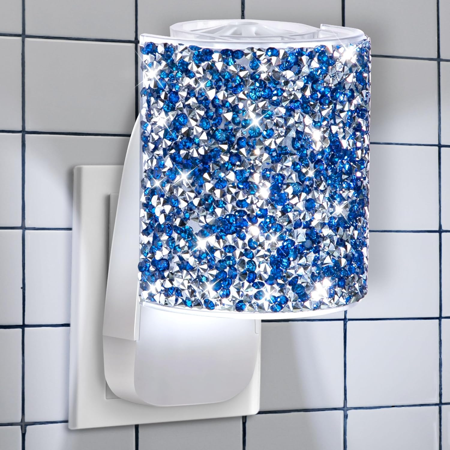 Elegant Wall Fragrance Diffuser with Night Light in Royal Blue Rhinestone