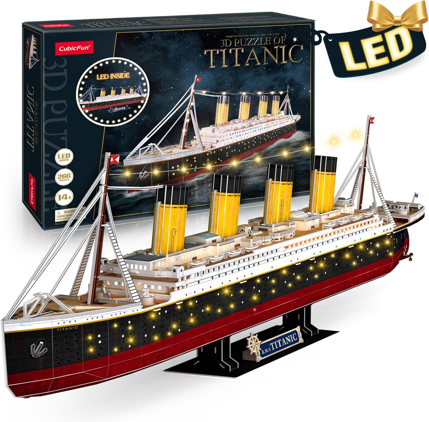 3D Puzzles for Adults - LED Titanic 35'' Large Ship - New Home Desk Decor - House Warming, Wedding, Anniversary, Valentines Day Gifts for Him Her Teacher Long Distance Relationship Gifts