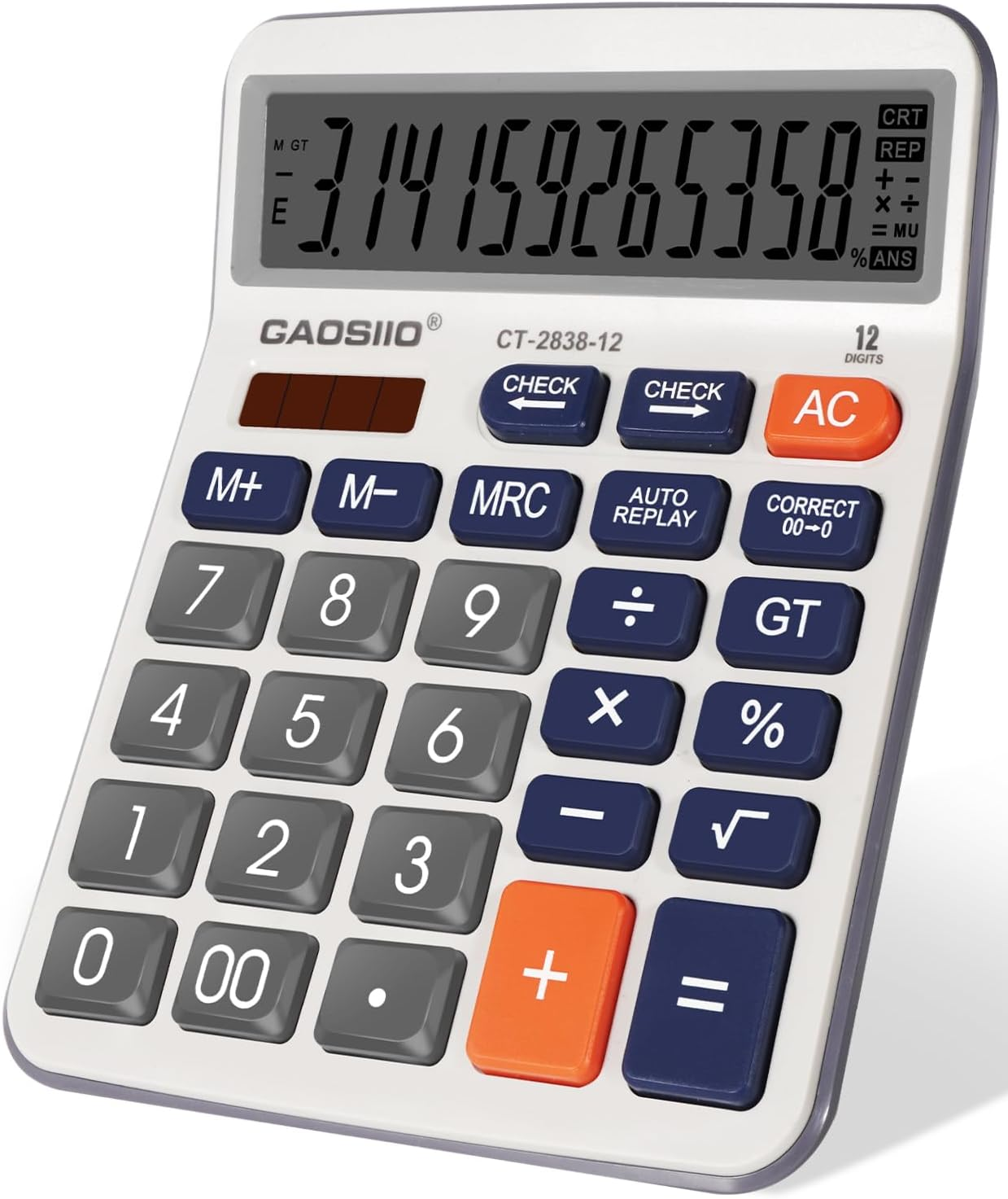 Desktop Calculator, Extra Large 5 Inch LCD Display, Desk Calculator, 12 Digits, Calculators with Big Buttons, Solar and AAA Battery Dual Power,Office Calculators for Business School Home (Blue)