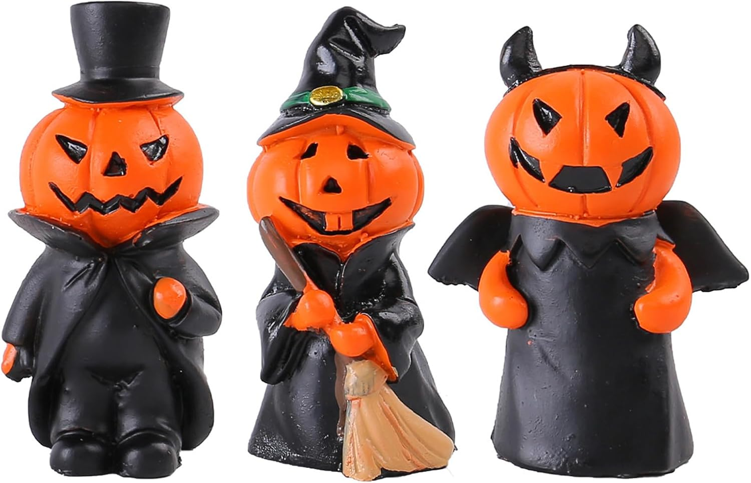 Halloween Pumpkin Figurines Spooky Dolls Witch Ghost Bat Ornaments for Trick or Treat Halloween Party Table Top Coffee Desktop Shelf Shop Window Decorations