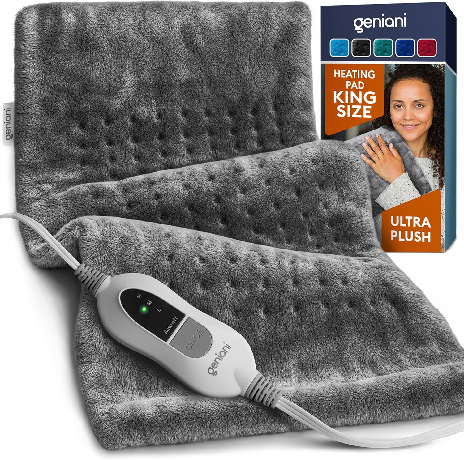 Electric Throw - XL Electric Heating Pad for Back Pain & Cramps Relief, Birthday for Women Men Auto Shut Off, Machine Washable, Heat Pad for Neck & Shoulder, 12×24
