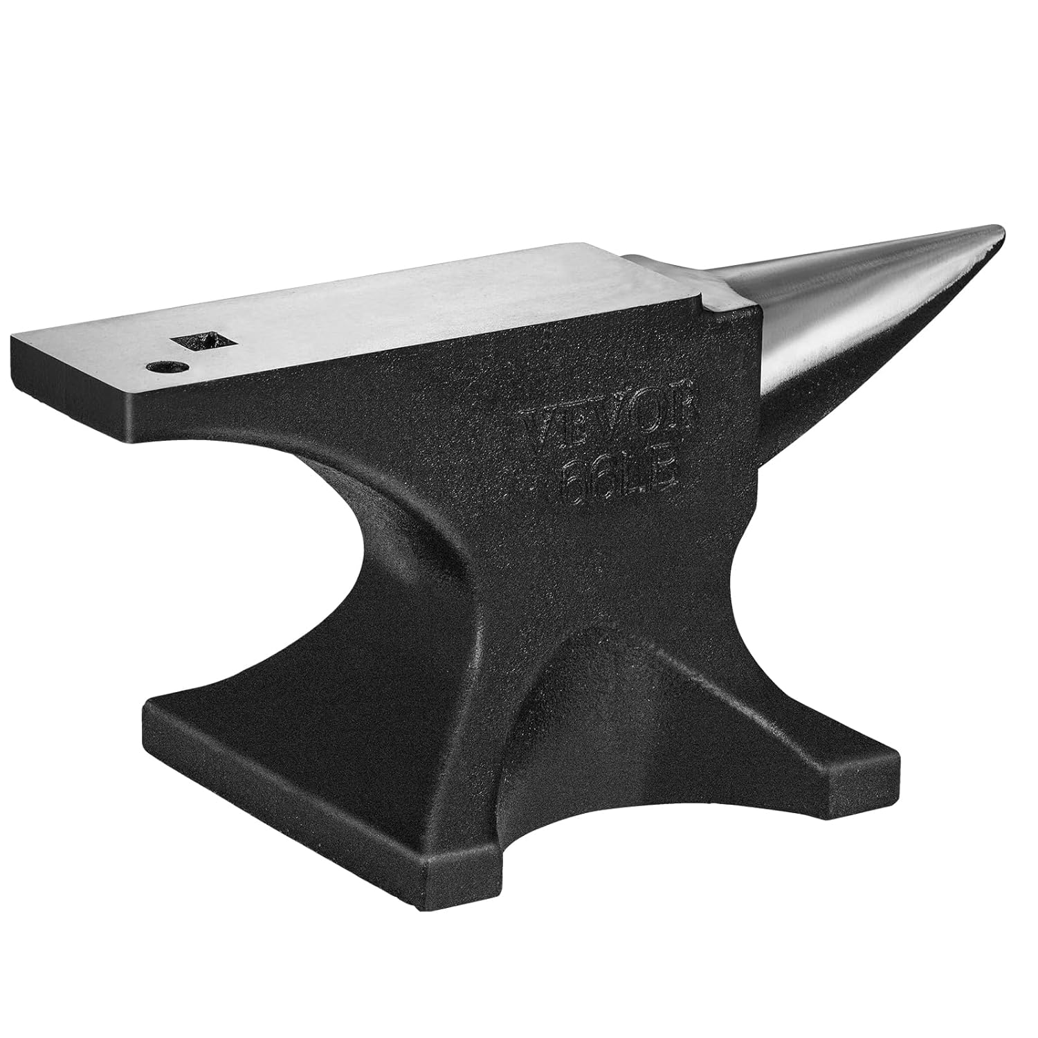 VEVOR Single Horn Anvil, 66Lbs Cast Steel Anvil, High Hardness Rugged round Horn Anvil Blacksmith, Large Countertop and Stable Base, with round and Square Hole, Metalsmith Tool for Bending and Shaping