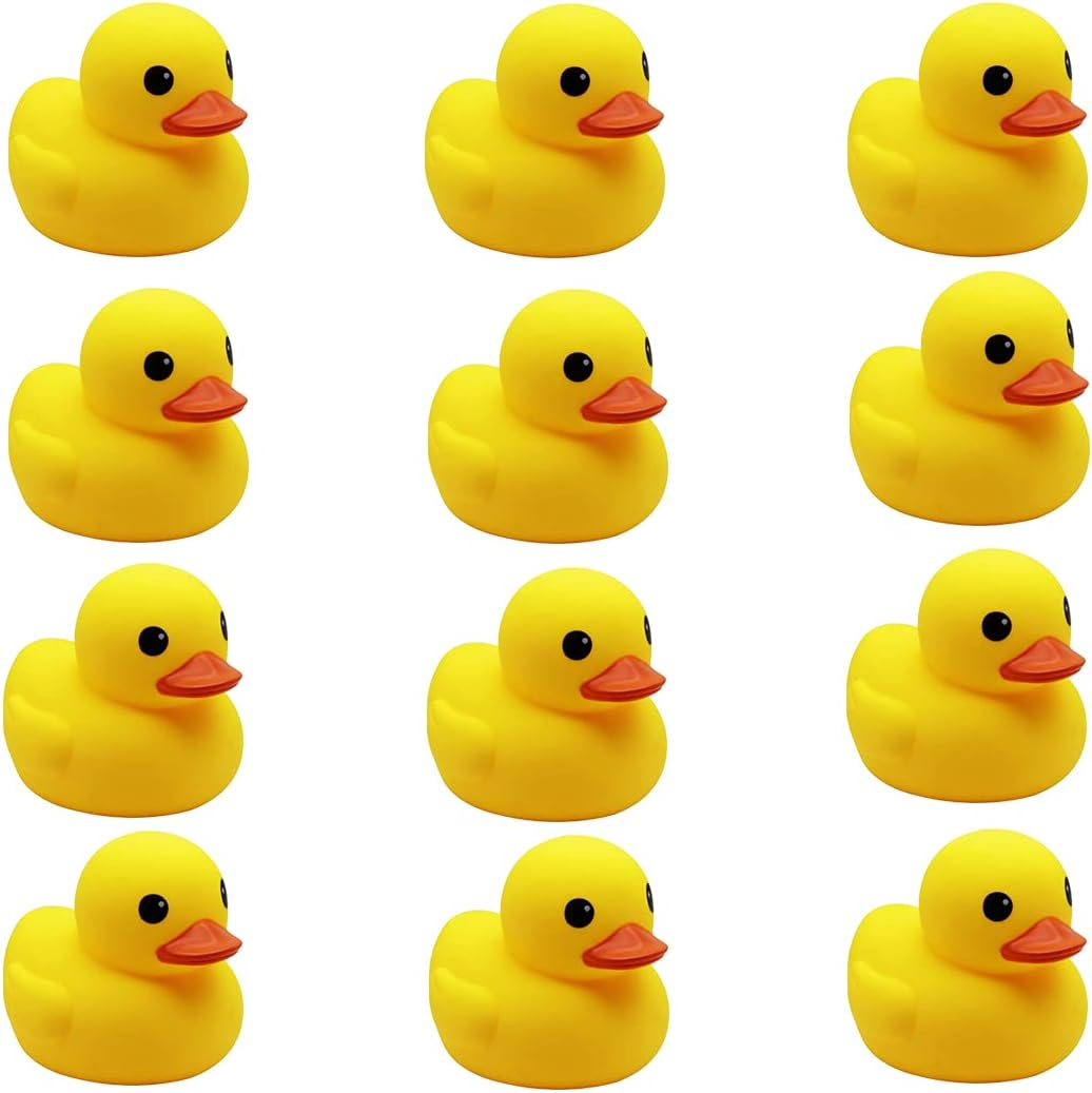 Yellow Rubber Ducks Preschool Bath Toys Bathtub Duckies Gift for Baby Shower Infants Toddlers Car Pool Float Halloween Adults Party Favors Carnival Decorations (Small Yellow 2.2''-12Pcs)